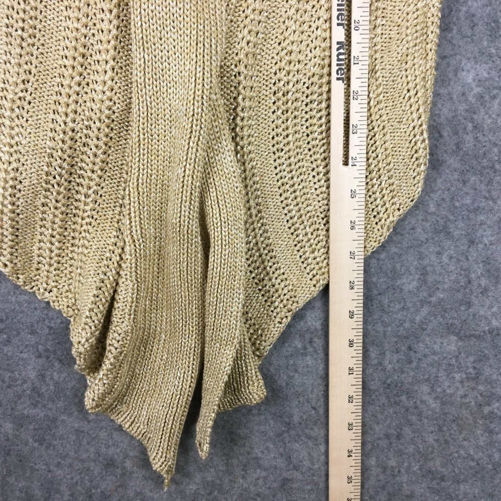 Anthropologie Moth Cardigan XS Sweater Gold Metallic Knit Wrap Around Career - Picture 13 of 14